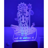 MultiColor acrylic and plastic Ganga Devi Amman AC Adapter Night Lamp, 3D illusion design, ideal for living room, bedroom decoration