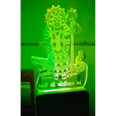 MultiColor Ganga Devi Amman AC Adapter Night Lamp. Laser-engraved acrylic & plastic 3D illusion lamp, ideal for home and commercial spaces. Low energy consumption, non-toxic materials