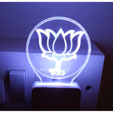 MultiColor acrylic and plastic BJP AC Adapter Night Lamp with 3D illusion, ideal for home decor & gifts, low energy consumption, laser engraved on 4mm thick acrylic glass