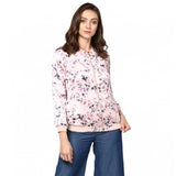 Light Pink Satin Floral 3/4th Sleeve Women's Jacket with collar, hip length, featuring floral pattern