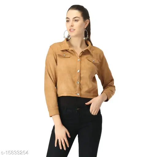Solid velvet women's jacket, fashionable and stylish, long sleeve, size S/M, made in India