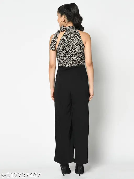 Blue printed trending jumpsuit, sleeveless, halter neck, polyester - Women's fashion from Raj design expo, India