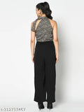Blue printed trending jumpsuit, sleeveless, halter neck, polyester - Women's fashion from Raj design expo, India