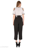Fancy polyester jumpsuit with printed net pattern, short sleeves, size XL for women