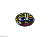 Black hand-painted Shringar Shaligram Bhagwan with box - Natural stone for divine blessings and puja. Marble Shivling, 2.5x2.5 inches, from the Gandaki River, Nepal. Decorative religious item under tulsi Mata tree
