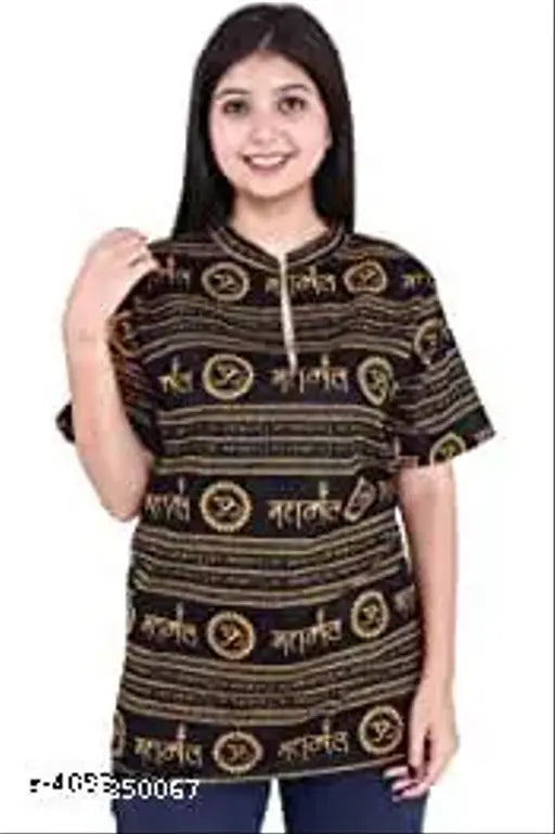 White cotton short kurta with Mahakal Design Om Print Mahadev striped pattern for men, suitable for spiritual events