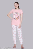 Women's cotton printed half-sleeve night suit set, vibrant design for girls' sleepwear, India origin