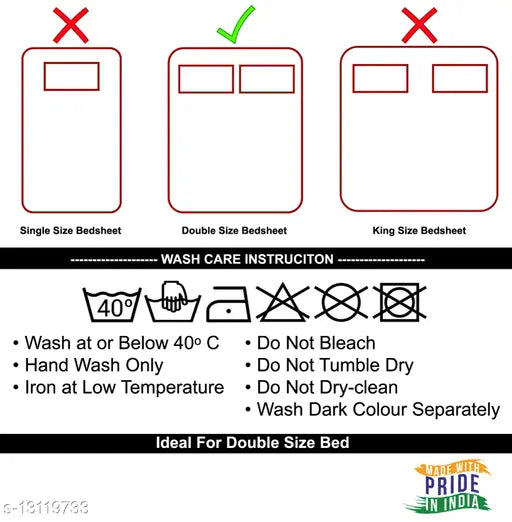 Cotton double bed sheets combo pack, 2 queen size bedsheets with 4 pillow covers, 160 thread count, made in India