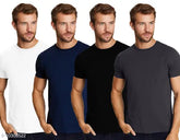 Esparto men's solid half sleeve navy, black, grey & white t-shirt combo pack of 4 - cotton t-shirts with short sleeves and solid pattern, available in S, M, L, XL, XXL sizes