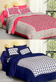 Jaipuri printed double bed sheets, cotton, vibrant Indian motifs, set of 2 on display