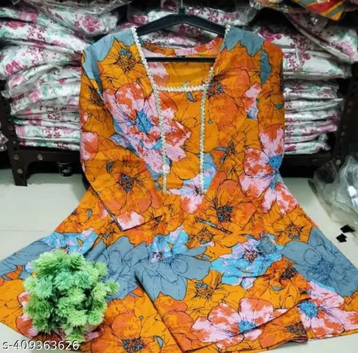 Women's and girls soft printed rayon night suit co-ord set, comfortable sleepwear in various sizes (S-XXXL)