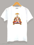 Kabir Sahib polyester short-sleeve printed T-shirt for men - White, comfortable daily wear for various occasions, lightweight and sweat-wicking fabric
