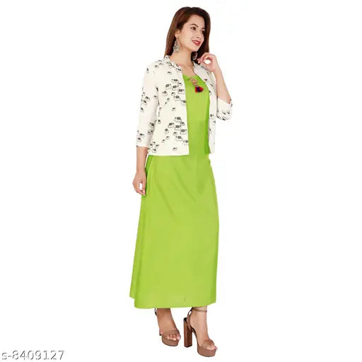 Stylish ankle length straight rayon kurti, hand wash, casual elegance for women's wear
