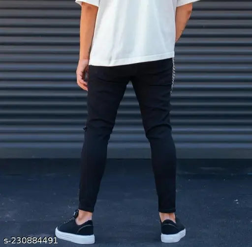 Cotton ripped net knee cut slim fit jeans for men, stylish and fashionable presented by Crishtaliyo 2Fashion Jeans Wear in various sizes (28, 30, 32, 34) from India