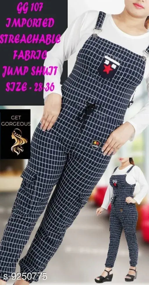 Trendy printed Georgette jumpsuit, long sleeves, women's partywear, S-Free Size from India
