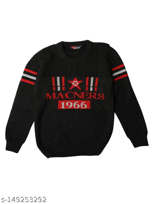 Acrylic self-design woolen winter full sleeves sweaters for boys & kids (India)