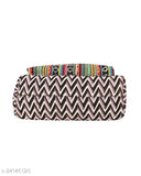 Purple and white women's medium sling bag made of canvas, features 4 compartments, self-design from India