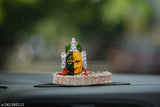 Multicolor poly resin Mahakaleshwar Shivling, medium white, Indian hand-crafted idol