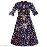 Silver kraft cotton blend printed net party dress for baby girls, three-quarter sleeves, sizes 12-18 months to 4-5 years, India origin