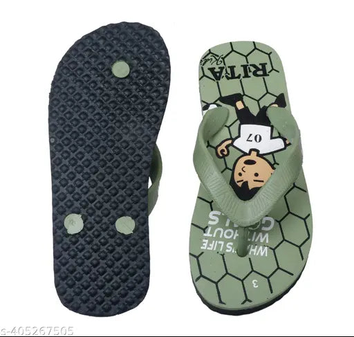 Green rubber sneakers for kids, printed net pattern, sizes range from 3-3.5 years to 10 years