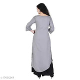 Embroidered Rayon NYPA Women's Kurta and Palazzos Set, three-quarter sleeves, single size M from India