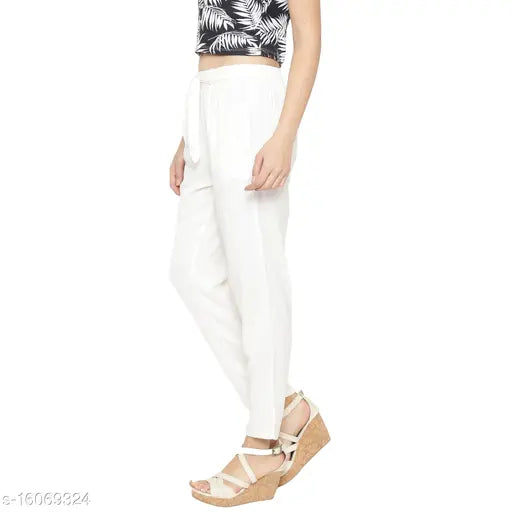 Rayon pants for women, free size waist 26-40 inches, casual and office wear from AAKRUSHI