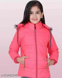 Stylish pink polyester hoodie for girls - self-design, long sleeve, lightweight jacket for autumn/winter wear