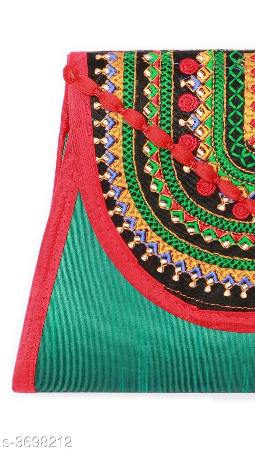 Trendy silk sling bag, free size, embroidered net pattern, Indian craftsmanship