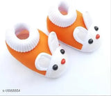 Stylish PU blue baby booties with embellished net, velcro fastening. Comfortable for 0-12 months old babies. Made in India