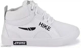 White canvas Let's Run high top sneakers for kids, lace-up fastening, TPR outsole