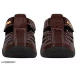 Brown synthetic leather casual sandals for kids, ideal for boys & girls with Velcro fastening and soft sole, perfect for playtime comfort