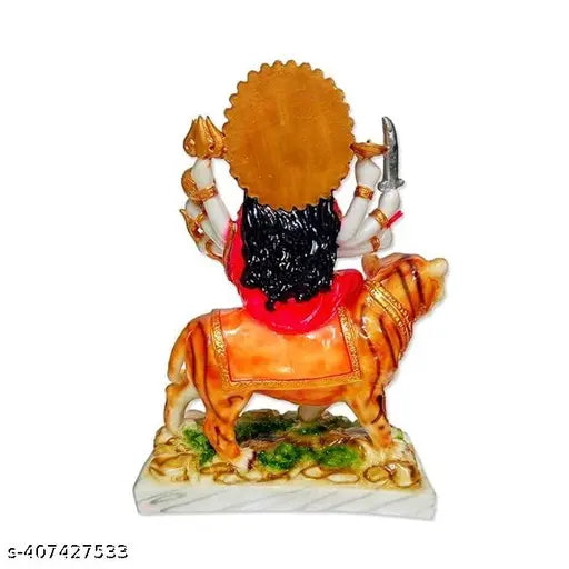 Marble finish poly resin Durga Maa idol statue (11cm x 7cm x 17cm), spiritual home decor or temple showpiece