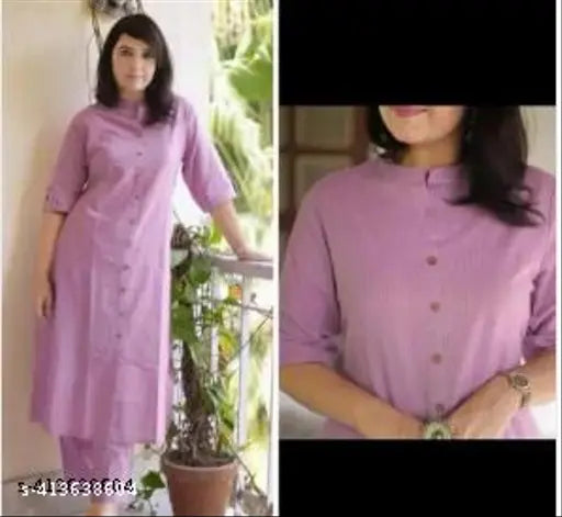 Cotton Katha kurta and plazzo set, solid color traditional Indian outfit with short sleeves and rayon palazzos, S-XXXL sizes available