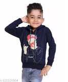 Cotton blend boys hoodie for winterwear, printed net design, perfect for parties and sports. Cap included for added warmth. Available in various sizes from 4-5 years to 10-11 years. Made in India