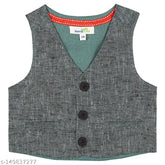 Multicolor cotton blend sleeveless waistcoat, perfect for kids' fashion. Solid pattern, sizes range from 6-12 months to 4-5 years. Made in India