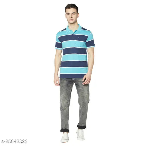 Classic latest men's cotton blend short sleeves print t-shirt, EKFX blue - Indian summer style, trendy fit, high-quality materials