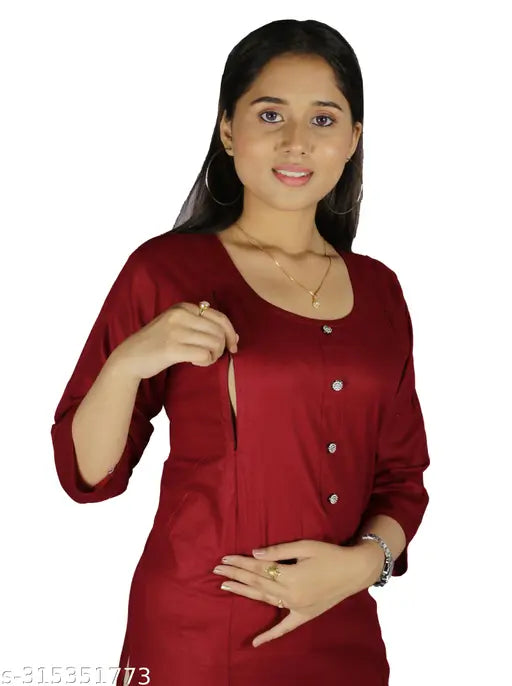 Rayon nursing kurti combo pack, stylish and functional for mothers, three-quarter sleeves, self-design, XL and XXL sizes available
