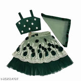 Art Silk and Net Princess Cutiepie Kids Girls Lehenga Choli Set with Ribbon Embroidery, India Origin