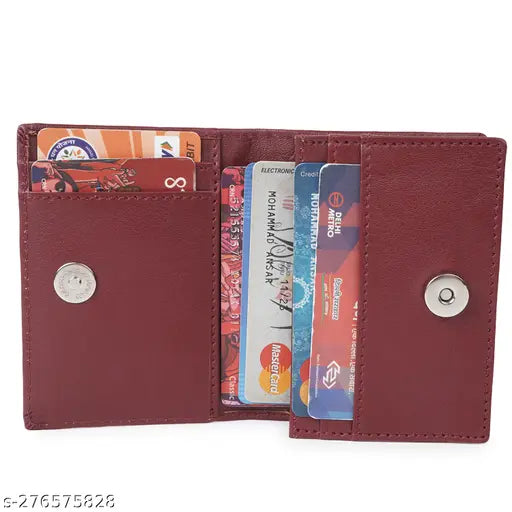 Brown faux leather business card holder, holds 15-20 visiting cards or 6-8 debit/credit cards, perfect for on-the-go use