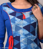 Stylish women's three-quarter sleeve printed cotton kurti, vibrant Indian traditional fashion