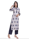 Rayon women's kurta set with printed net bottomwear, three-quarter sleeves. Aakarsha Superior women's fashion, made in India