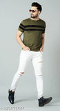 Mens cotton blend half sleeve striped t-shirt pack of 2, casual look for men in various sizes - India