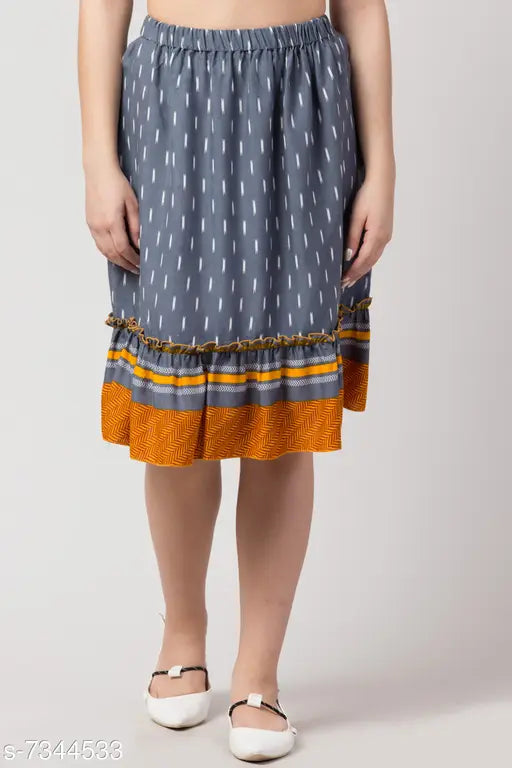 Viscose rayon printed net fashionable women's skirt, modern style and 26-inch waist size