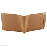 Trendy Men Beige PU Two-Fold Wallet - Solid design, free size, ideal for daily use, ultra slim, quality wallet with ample space for cards, coins, and cash (Made in India)
