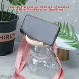 Transparent smile bear kids sipper bottle, 1000ml BPA-free, leak-proof & adjustable strap for travel, cartoon design on display