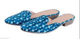 Attractive blue textile mules by Digni Women, slip-on heels for stylish comfort