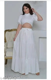 White rayon long skirt by SHREE LILADHAR FASHION, size 26-36 or free size, solid net design