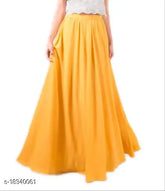 Tanvi Creations Women's solid rayon flared long skirt XS-5XL, various waist sizes (26-42inch)