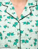 Floral printed cotton nightsuit, self-matching bottom for women's and girls, trendy look