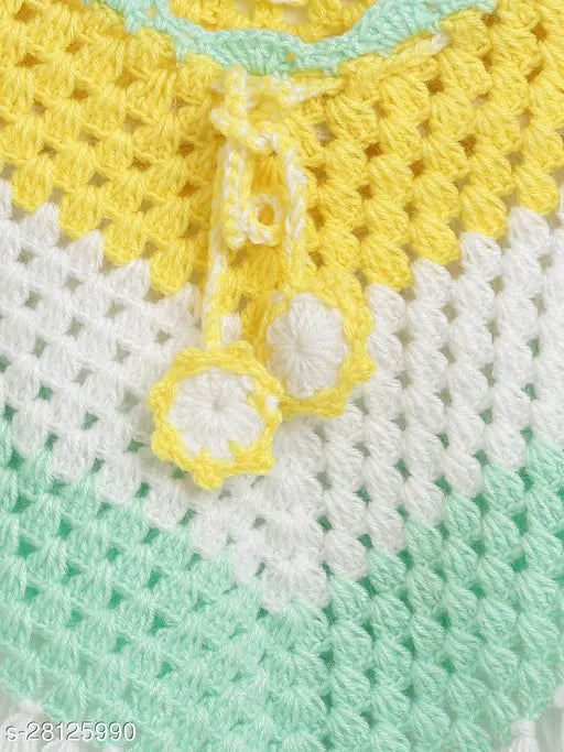 Hand knitted crochet dress in Vardhaman wool, 100% natural and high quality for kids aged 0-3 years, bust size 24 inches, length size 15 inches